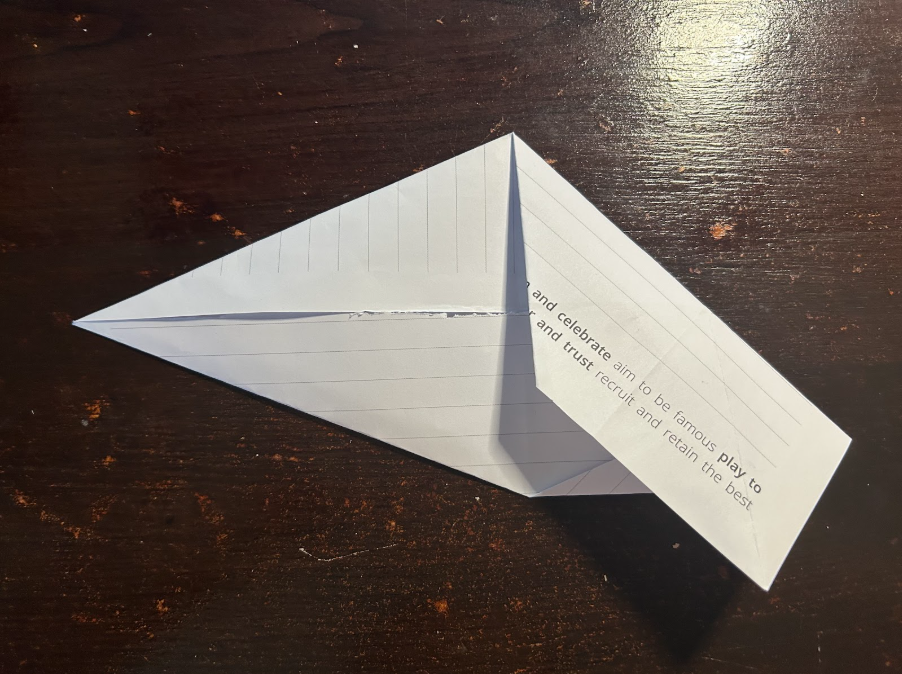 Folding top corners to center
