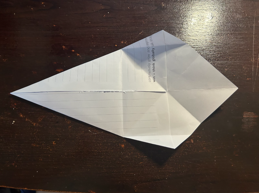 Folding top corners to center