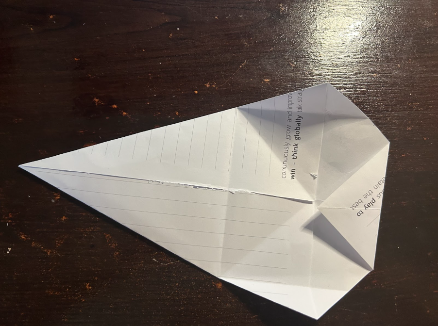 Folding top corners to center