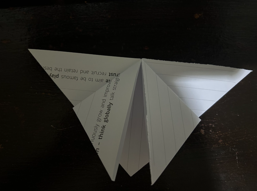 Folding top corners to center