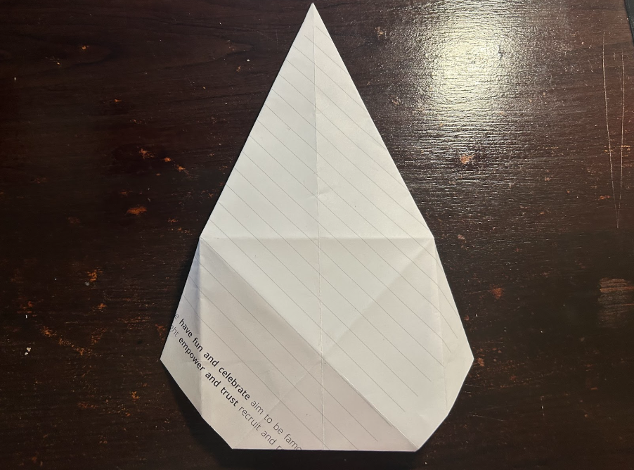 Folding top corners to center