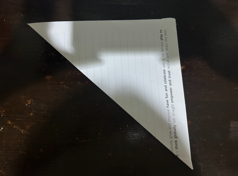 Paper folded in half