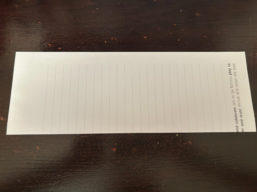 Paper folded in half