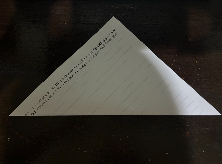 Folding top corners to center