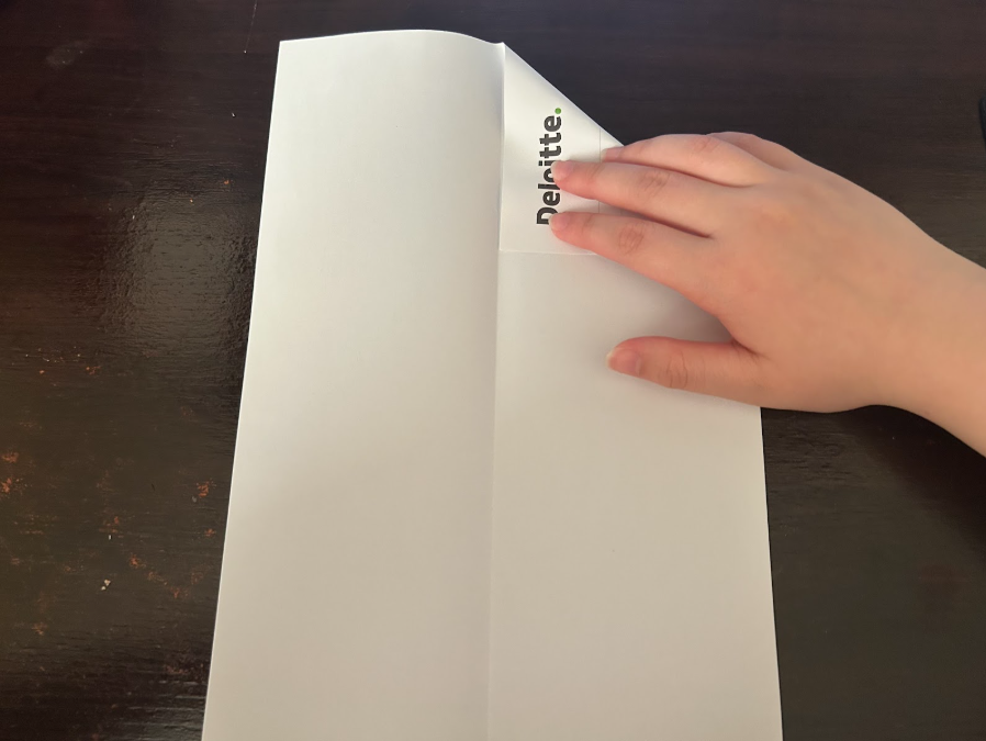 Folding top corners to center