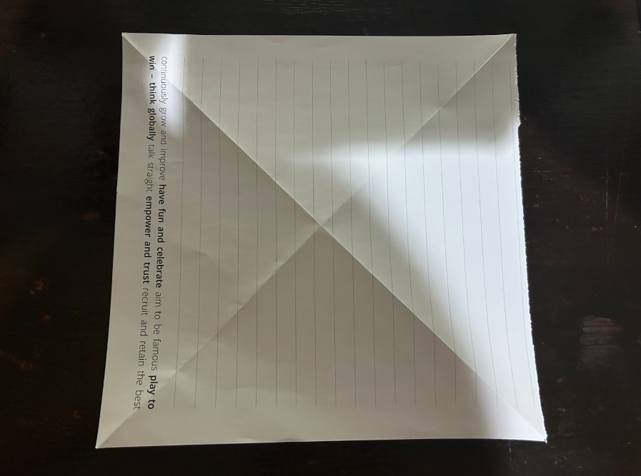 Folding top corners to center