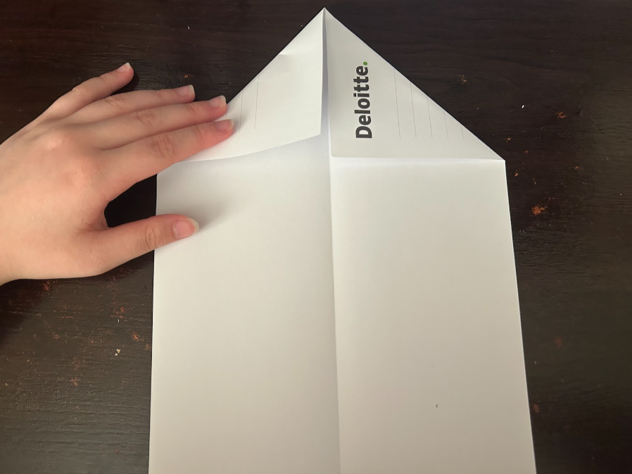 Folding top corners to center