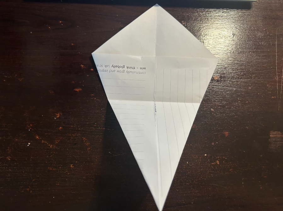 Folding top corners to center
