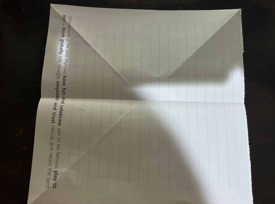 Folding top corners to center